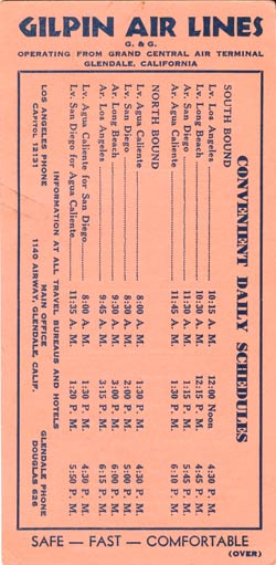 G&G Gilpin Air Lines Fare Card 2 (Back)